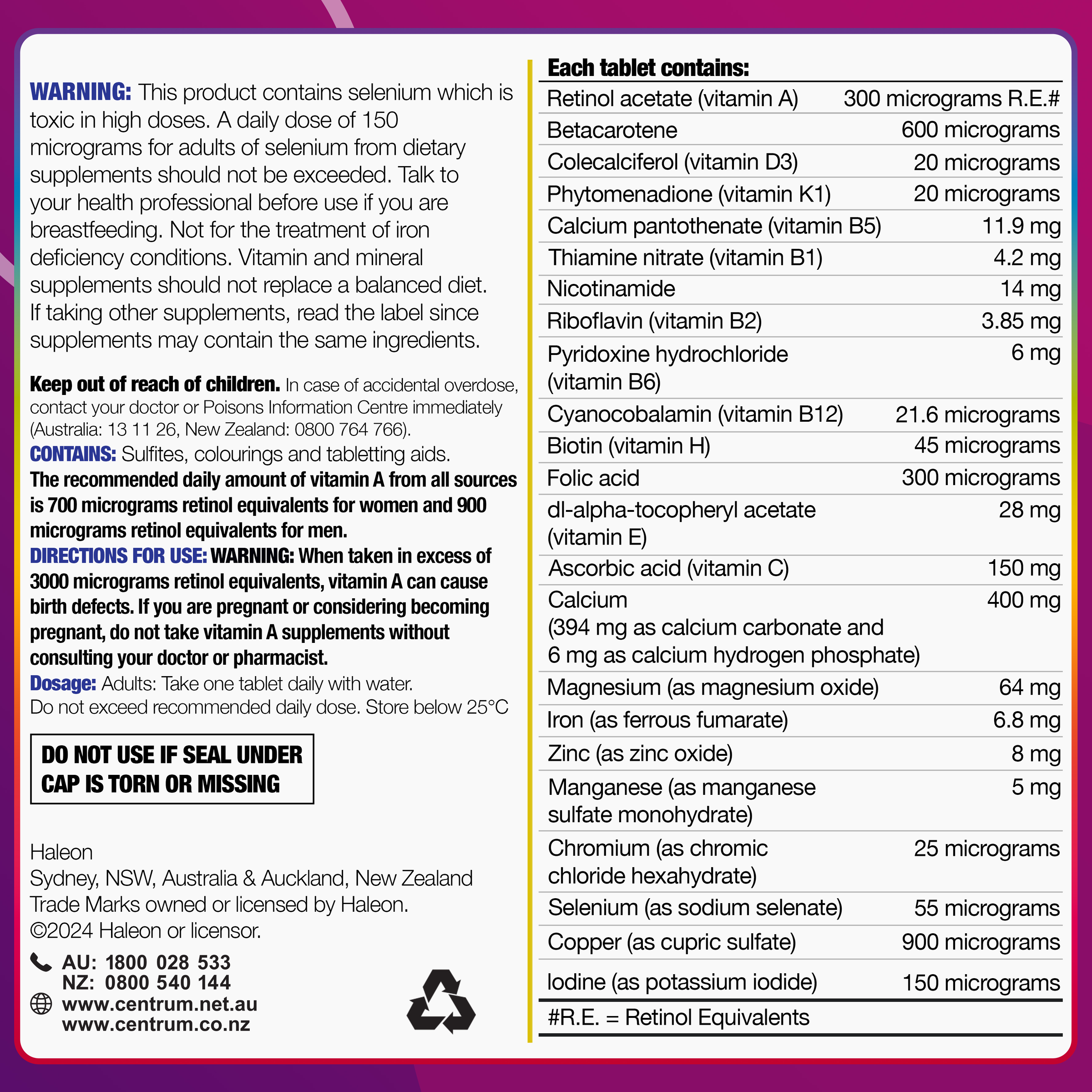 CENTRUM FOR WOMEN 60 TABLETS - Image 9