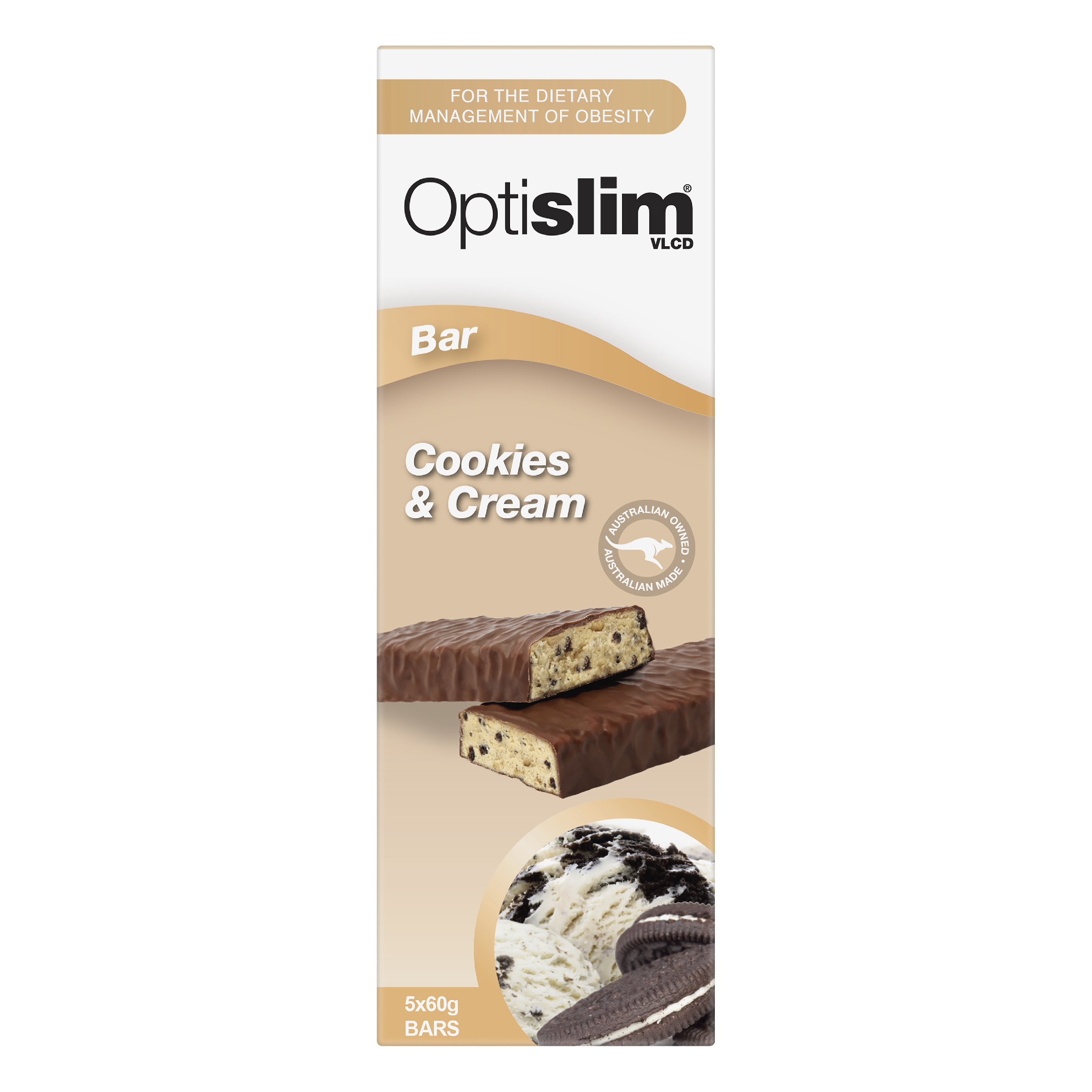OPTISLIM VLCD BAR COOKIES & CREAM 60G 5 PACK - Image 6