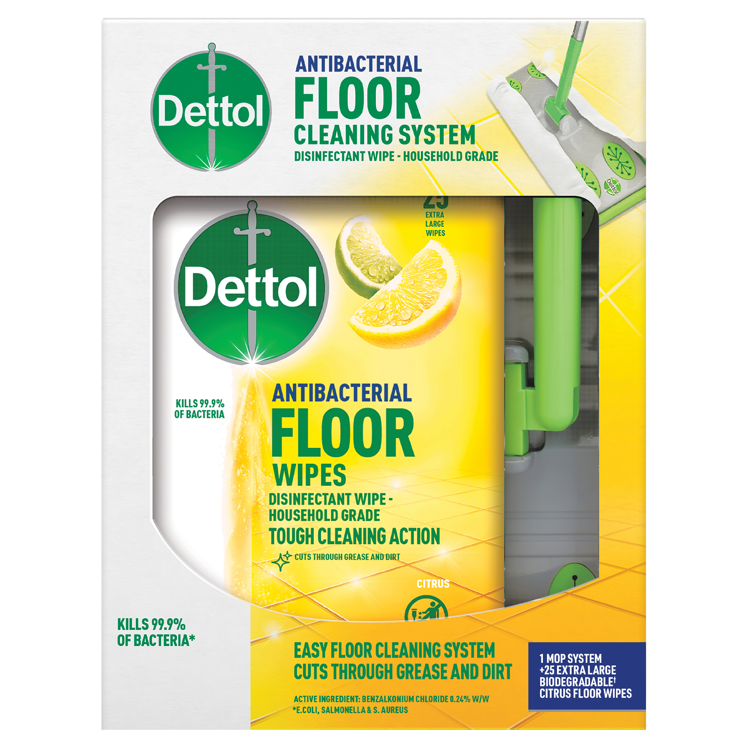 DETTOL ANTIBACTERIAL FLOOR MOP SYSTEM + 25 WIPES 1 PACK - Image 2