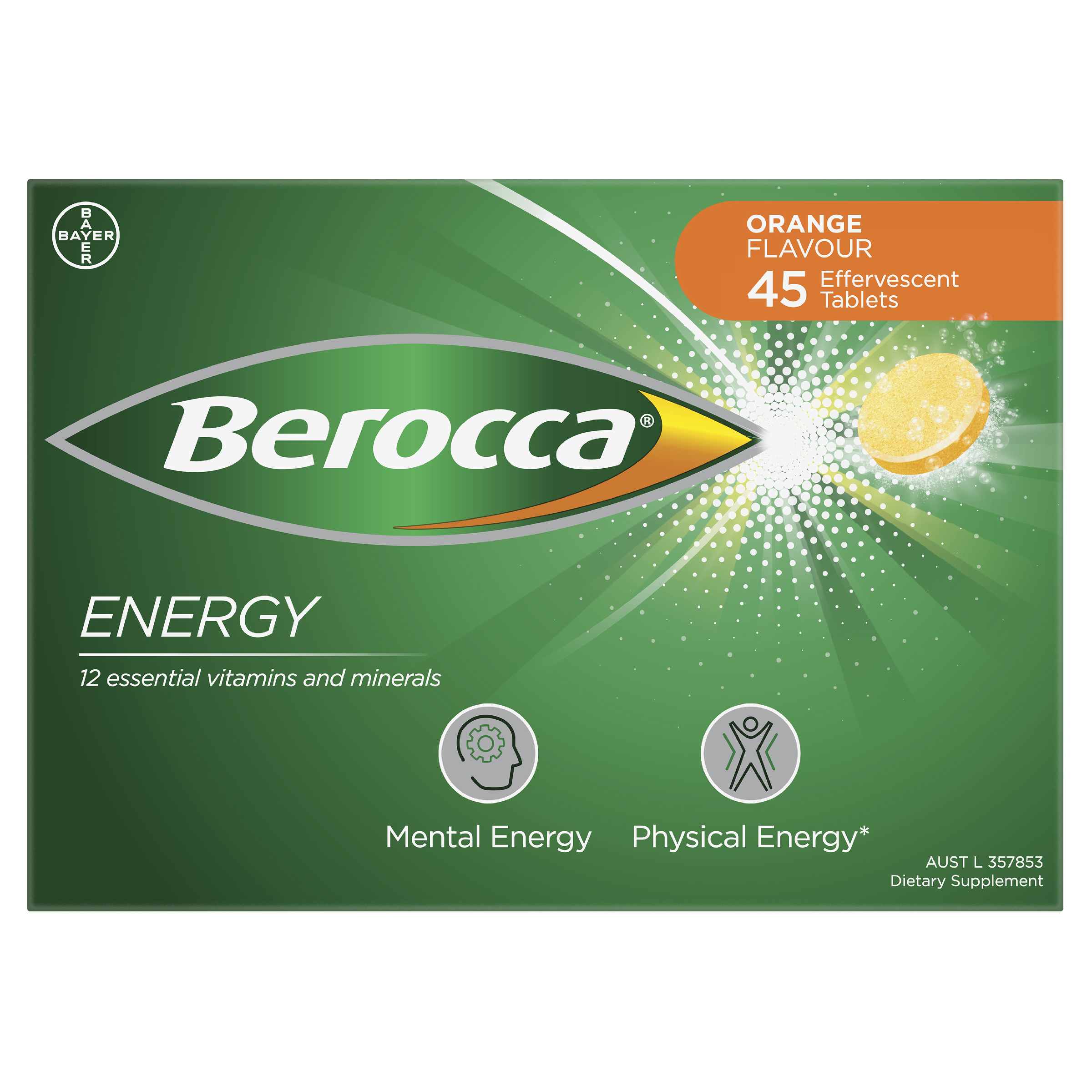 BEROCCA EFFERVESCENT ORANGE 45 TABLETS - Image 2