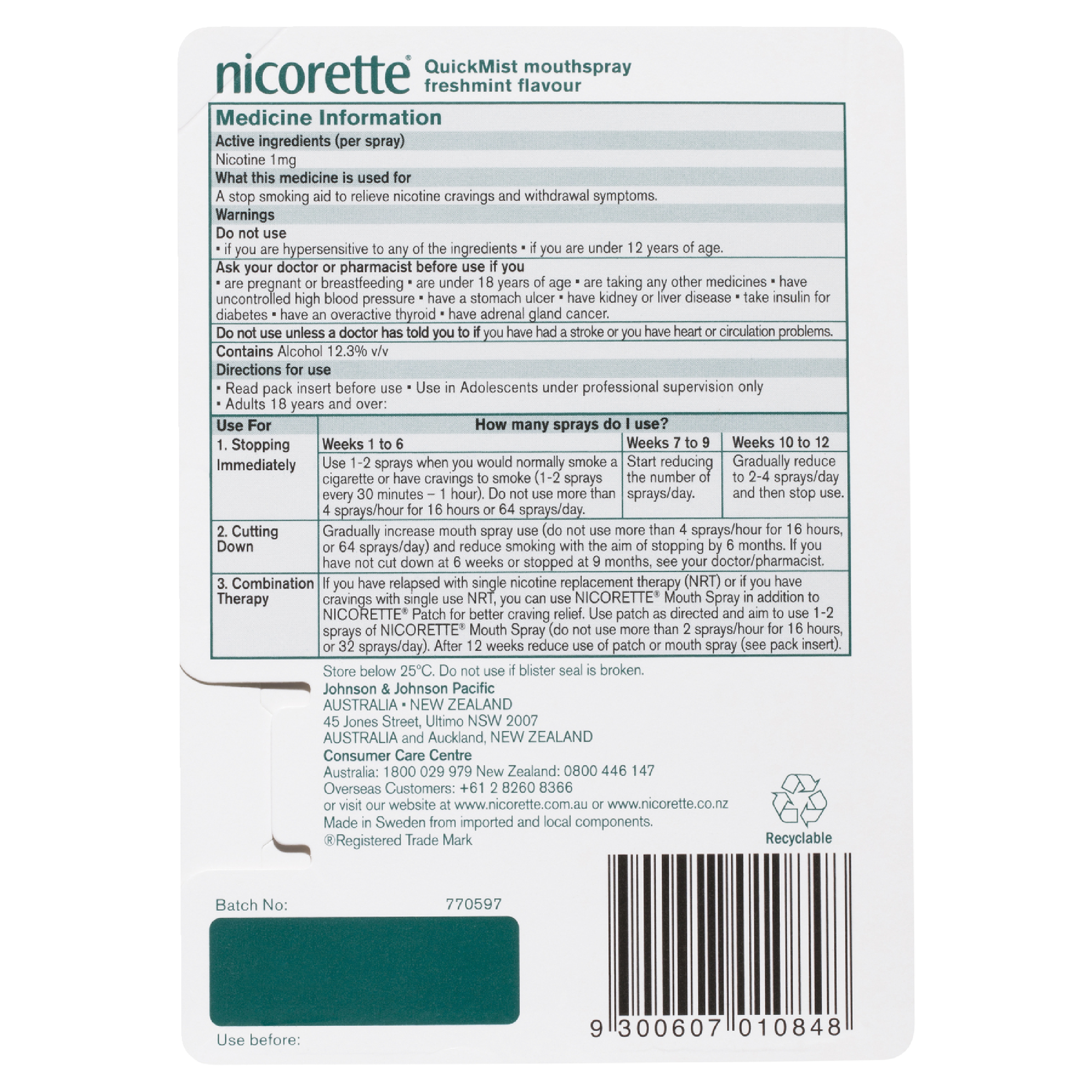 NICORETTE QUICKMIST FRESHMINT 150 SPRAYS - Image 2