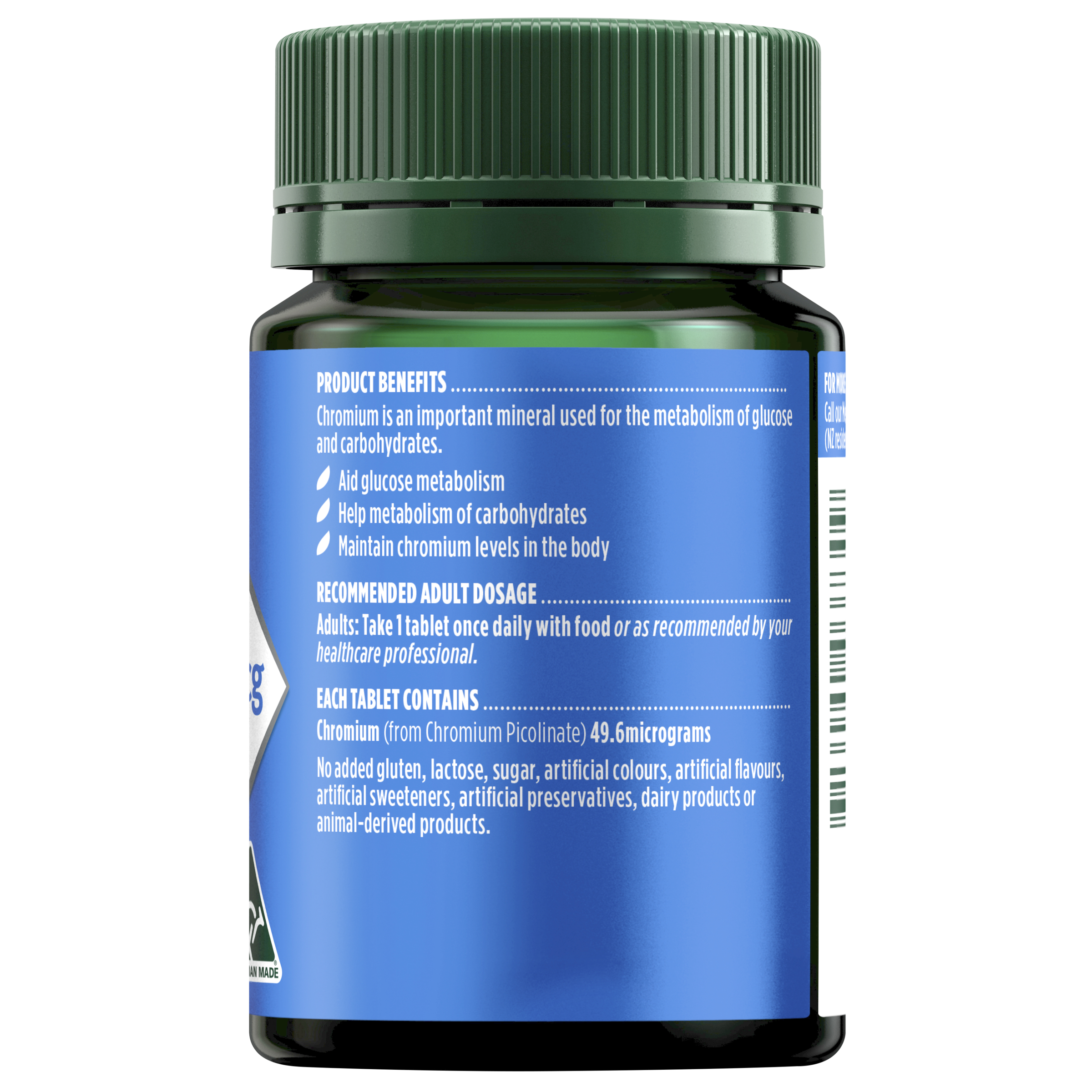NATURES OWN CHROMIUM PICOLINATE 400MCG 200 TABLETS - Image 2