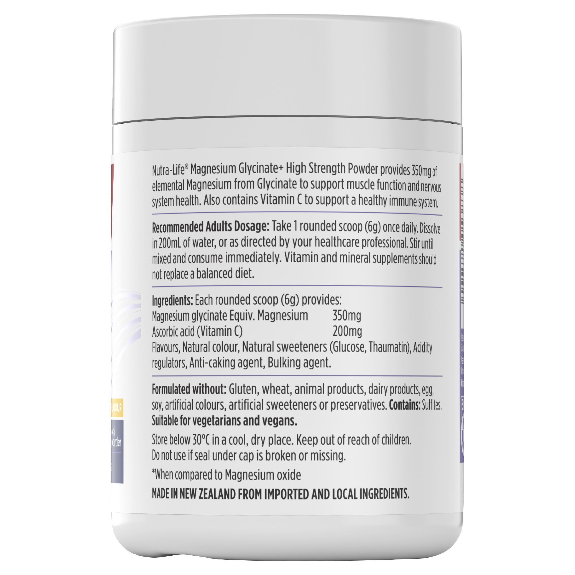 NUTRA LIFE MAGNESIUM GLYCINATE POWDER CITRUS 180G - Image 2