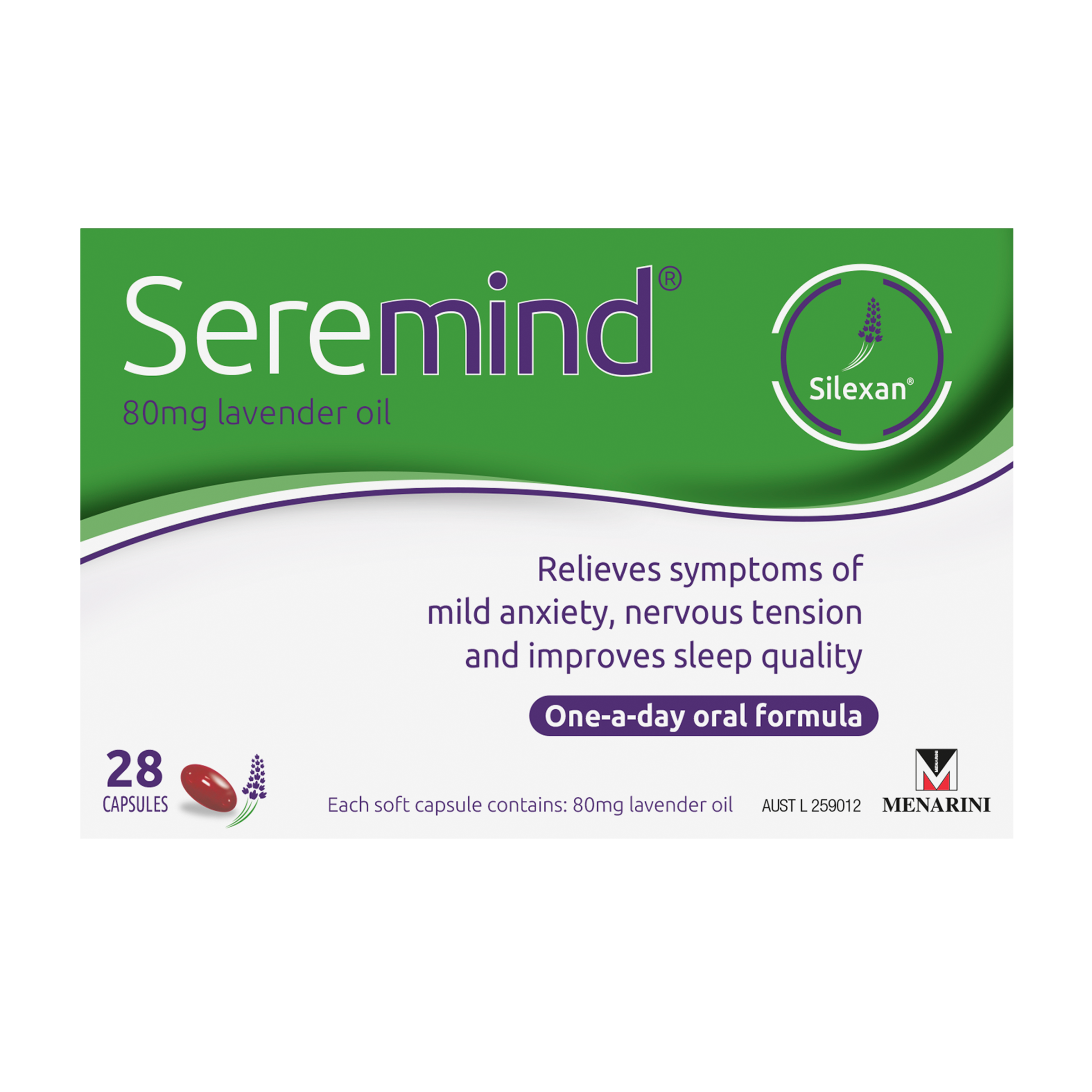 SEREMIND 80MG LAVENDER OIL 28 CAPSULES - Image 2