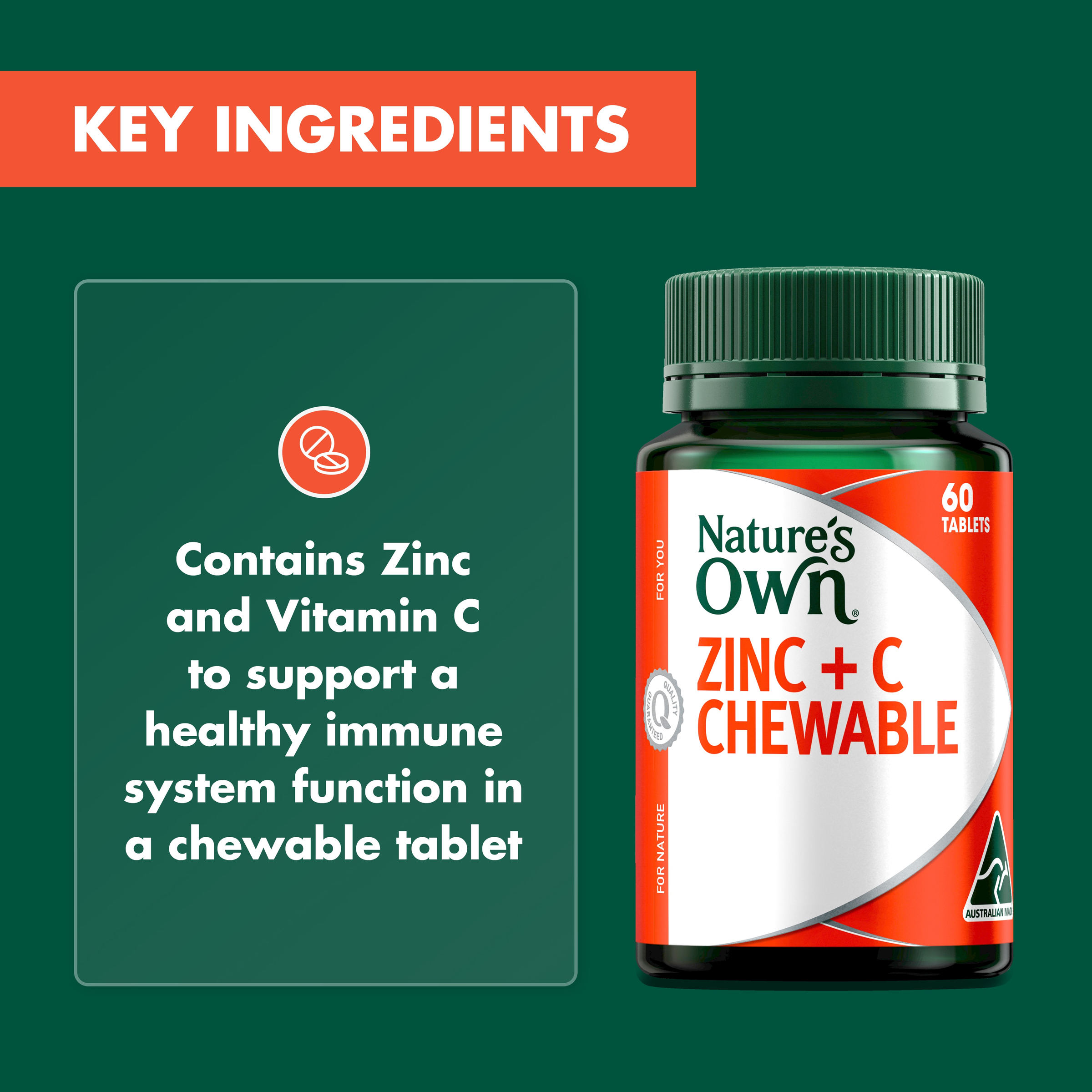 NATURES OWN ZINC + C CHEWABLE 60 TABLETS - Image 5