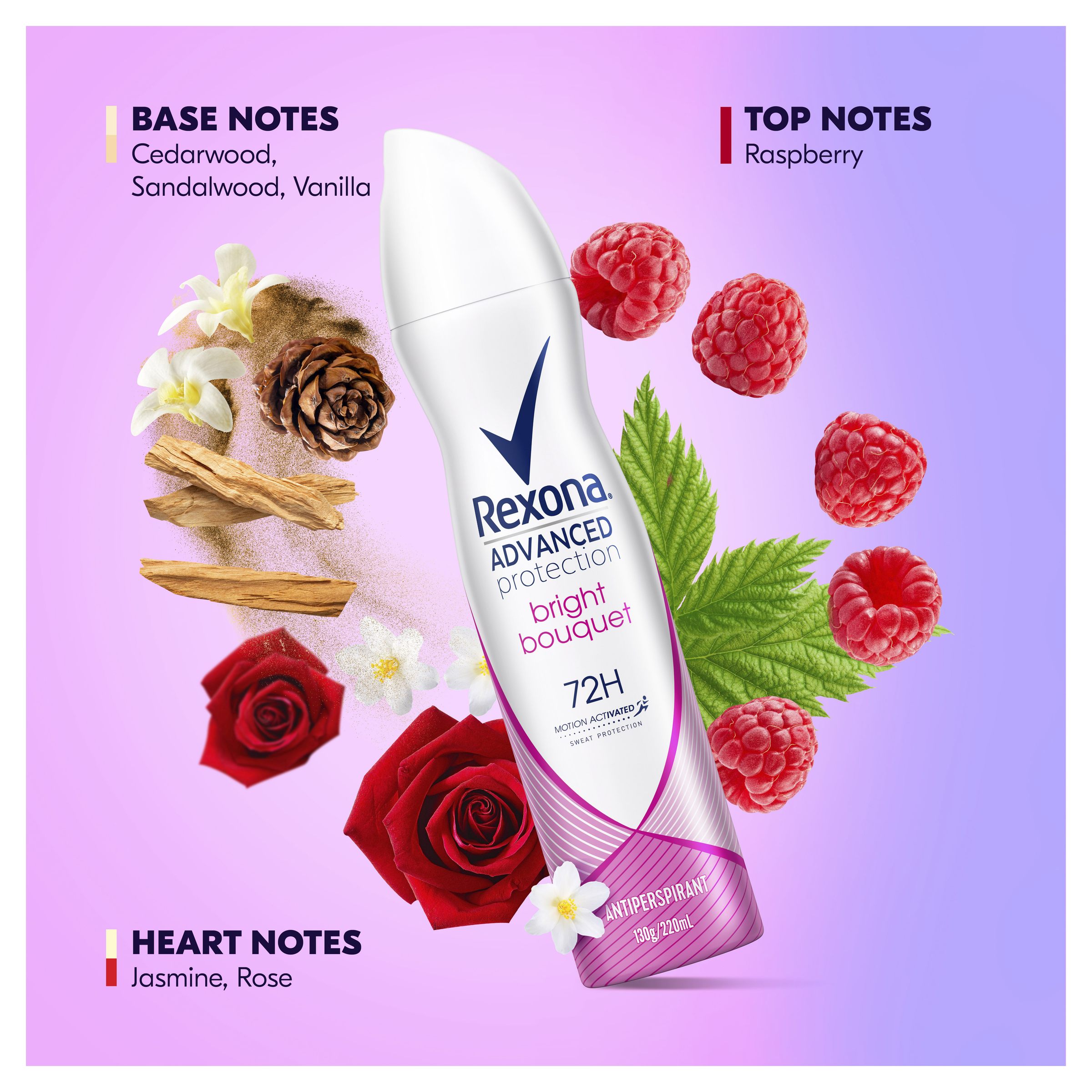 REXONA WOMEN ADVANCE PROTECT ANTIPERSPIRANT BRIGHT BOUQUET 72HR 220ML - Image 8