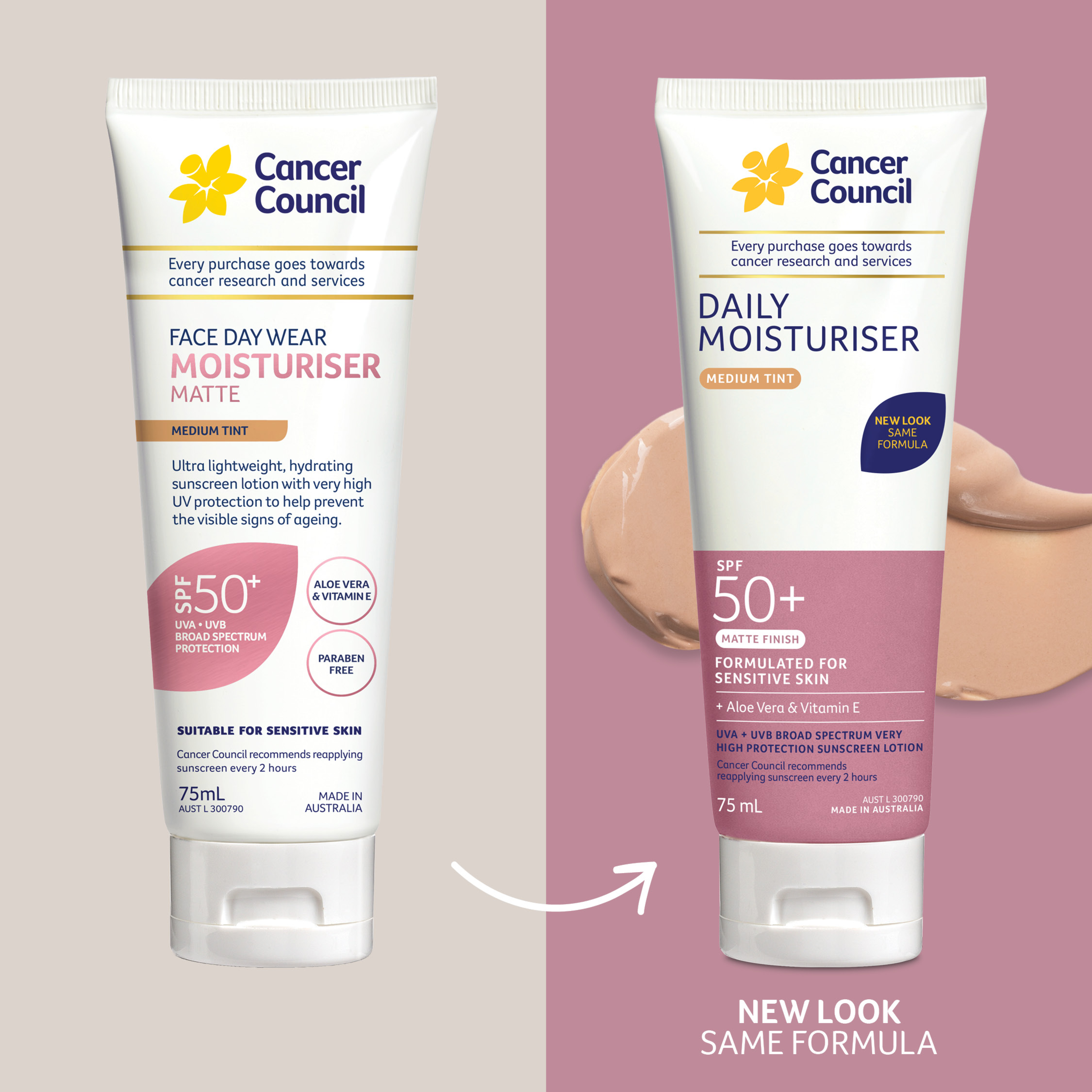 CANCER COUNCIL FACE SUNSCREEN MATT MED TINT TUBE SPF50+ 75ML - Image 4