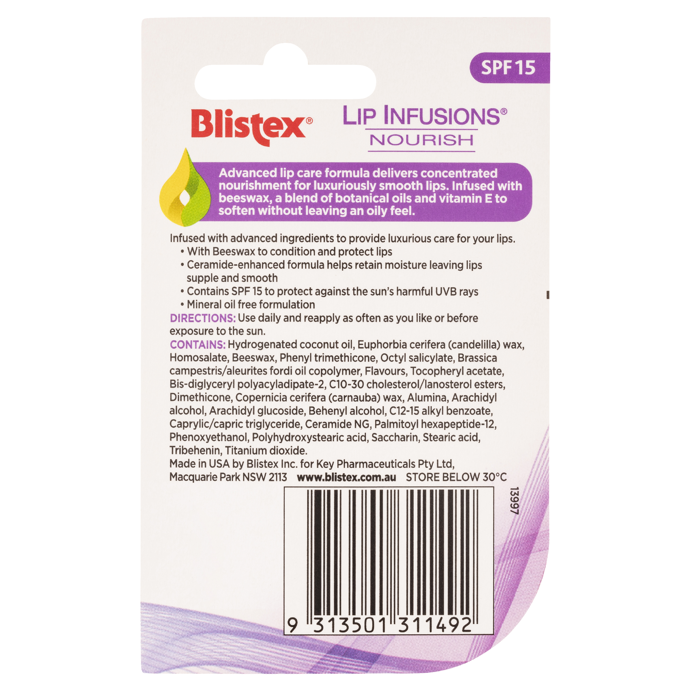 BLISTEX LIP BALM STICK INFUSION NOURISH SPF15+ 3.7G - Image 2