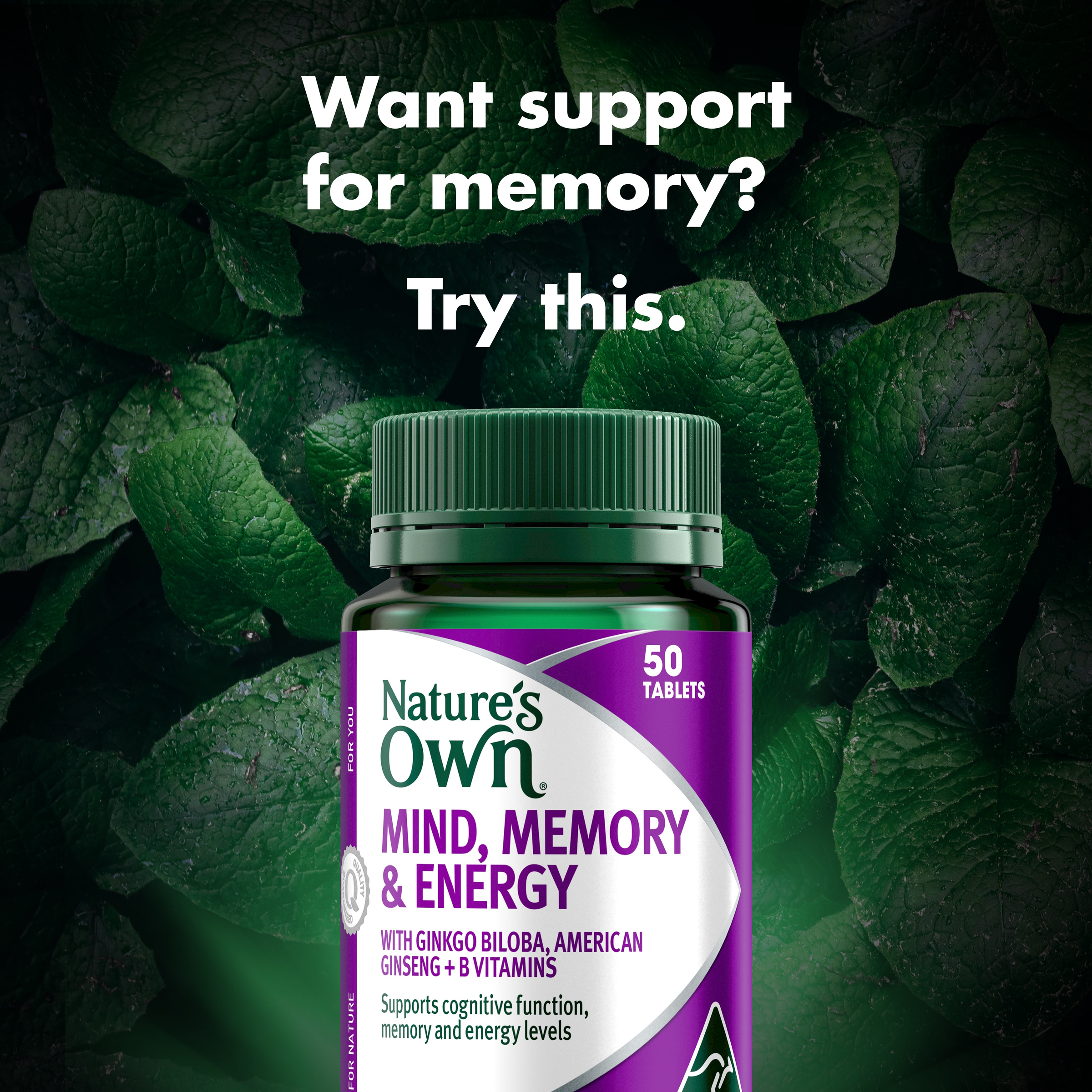 NATURES OWN MIND MEMORY & ENERGY 50 TABLETS - Image 3