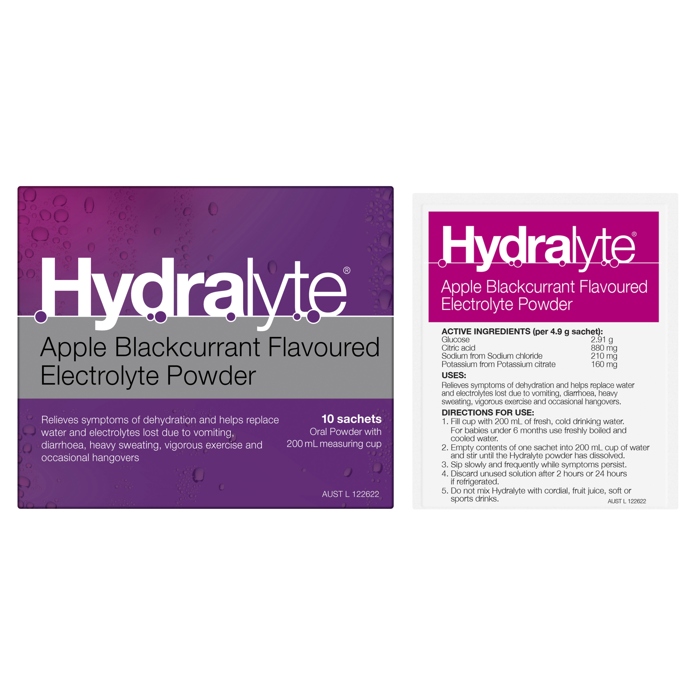 HYDRALYTE POWDER SACHETS APPLE BLACKCURRANT 10 PACK - Image 11