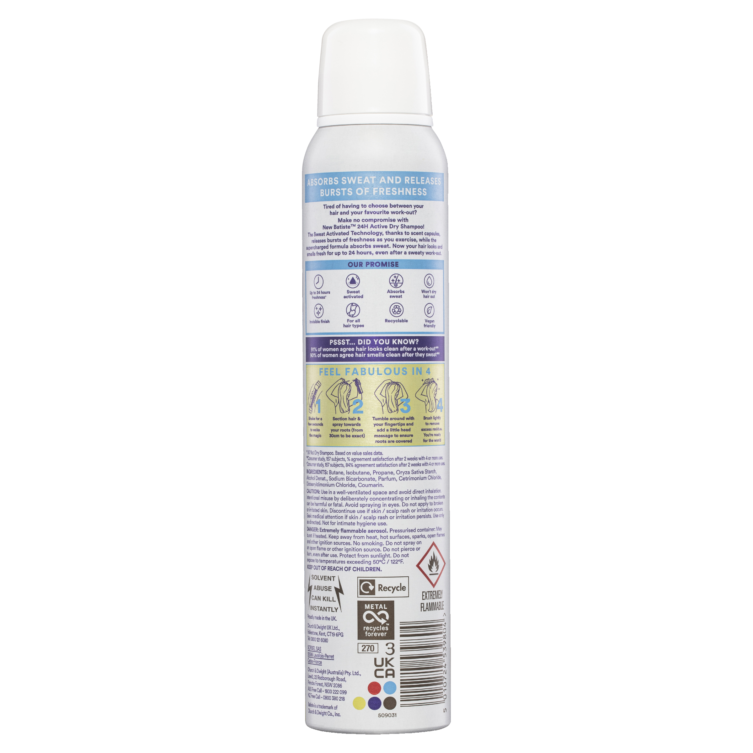 BATISTE 24 HOUR ACTIVE DRY SHAMPOO SPRAY 200ML - Image 2