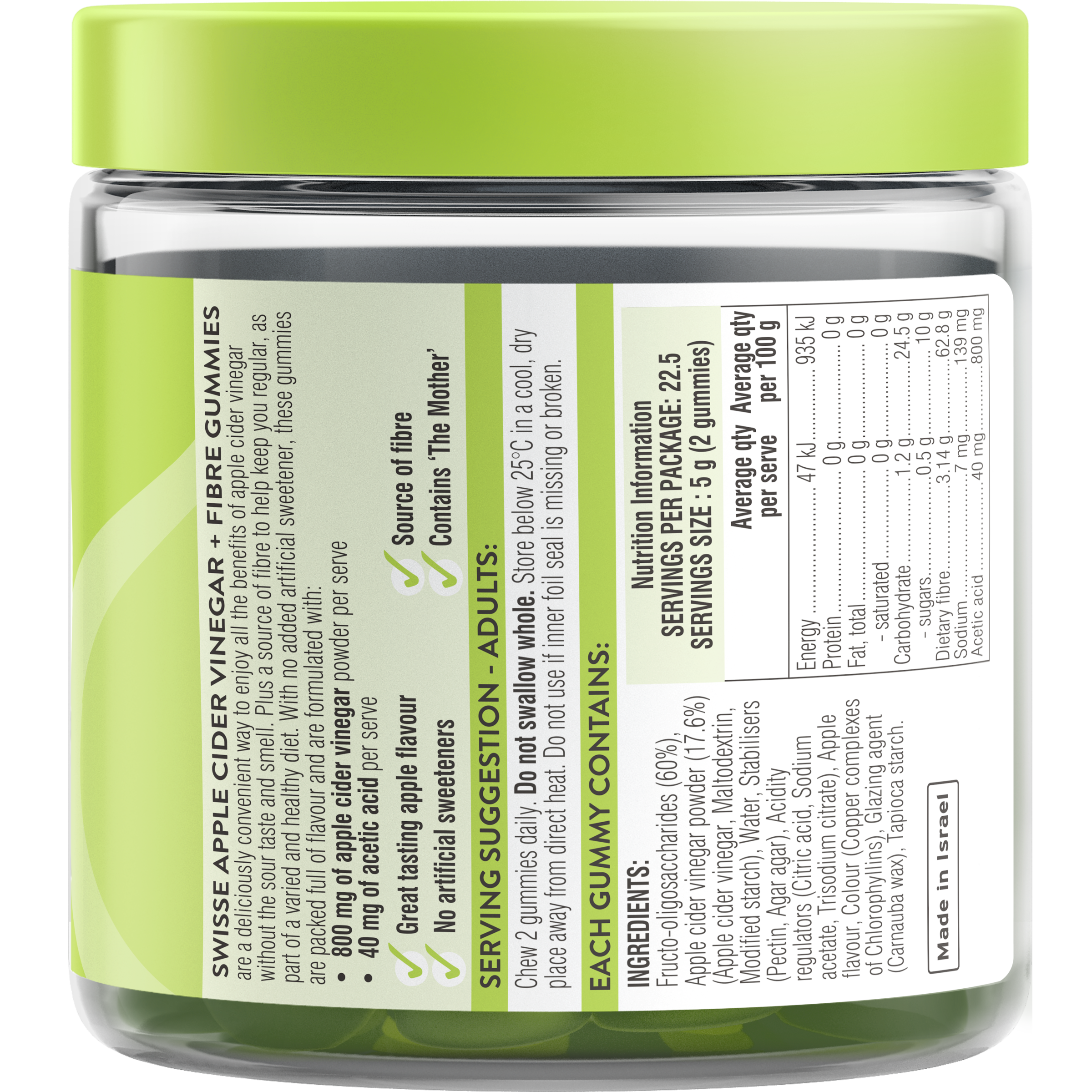 SWISSE ULTIBOOST APPLE CIDER VINEGAR + FIBRE 45 GUMMIES - Image 2